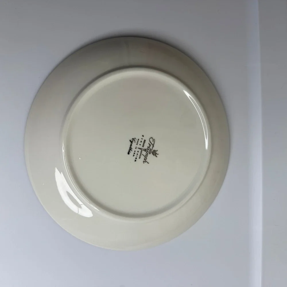 Homer Laughlin Triumph Cynthia Salad Plate Blue Floral Silver Trim USA